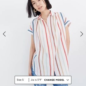 Madewell Guaze Central Tunic in Rainbow Stripe